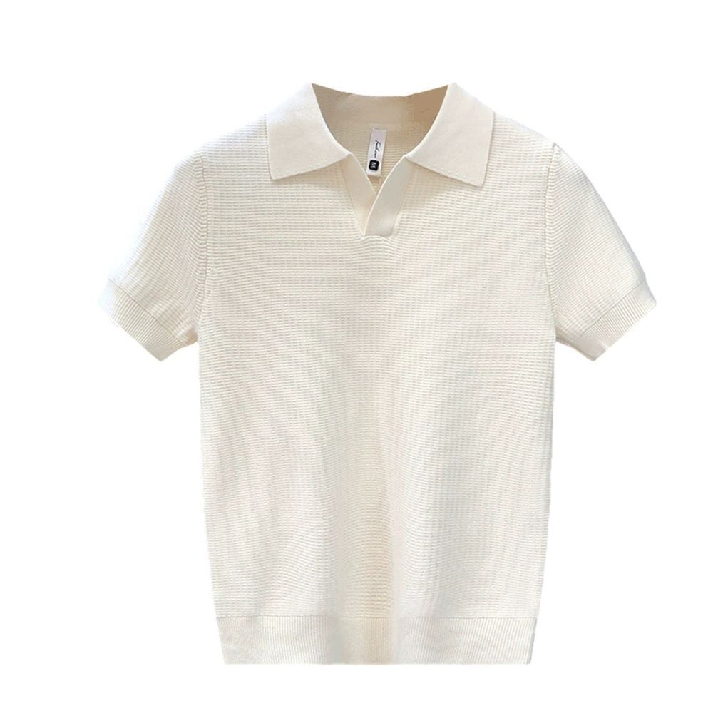New Knitted Scissor Collar Short-Sleeve Wrinkle-Resist T-Shirt