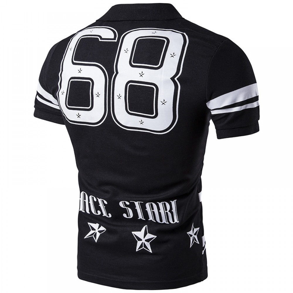 Fashion Printed Men's Short Sleeve T-Shirt Casual Polo Shirt